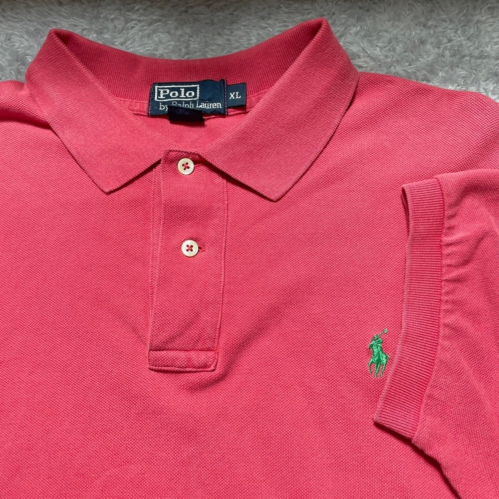 Polo Ralph Lauren Mens XL Pink Short Sleeve Pique Cotton Pony Logo Polo Shirt